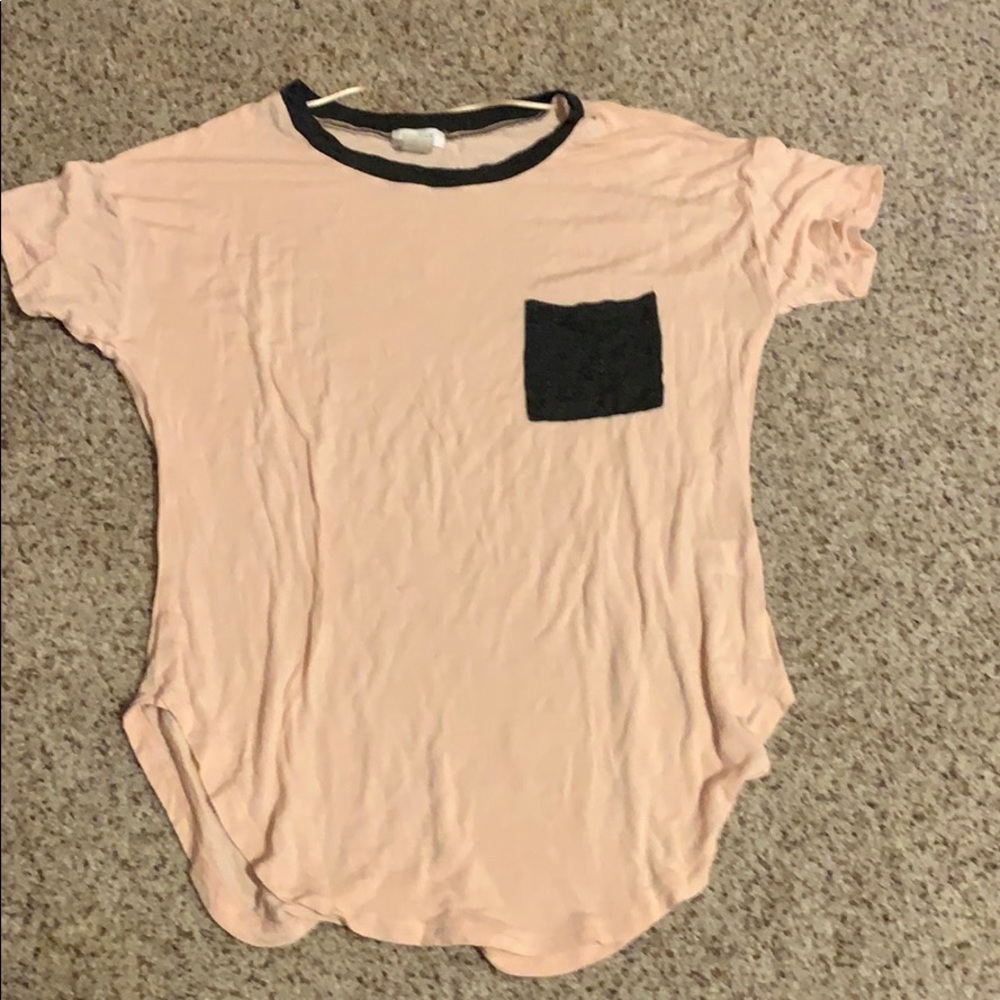 Pink and dark grey short sleeve shirt